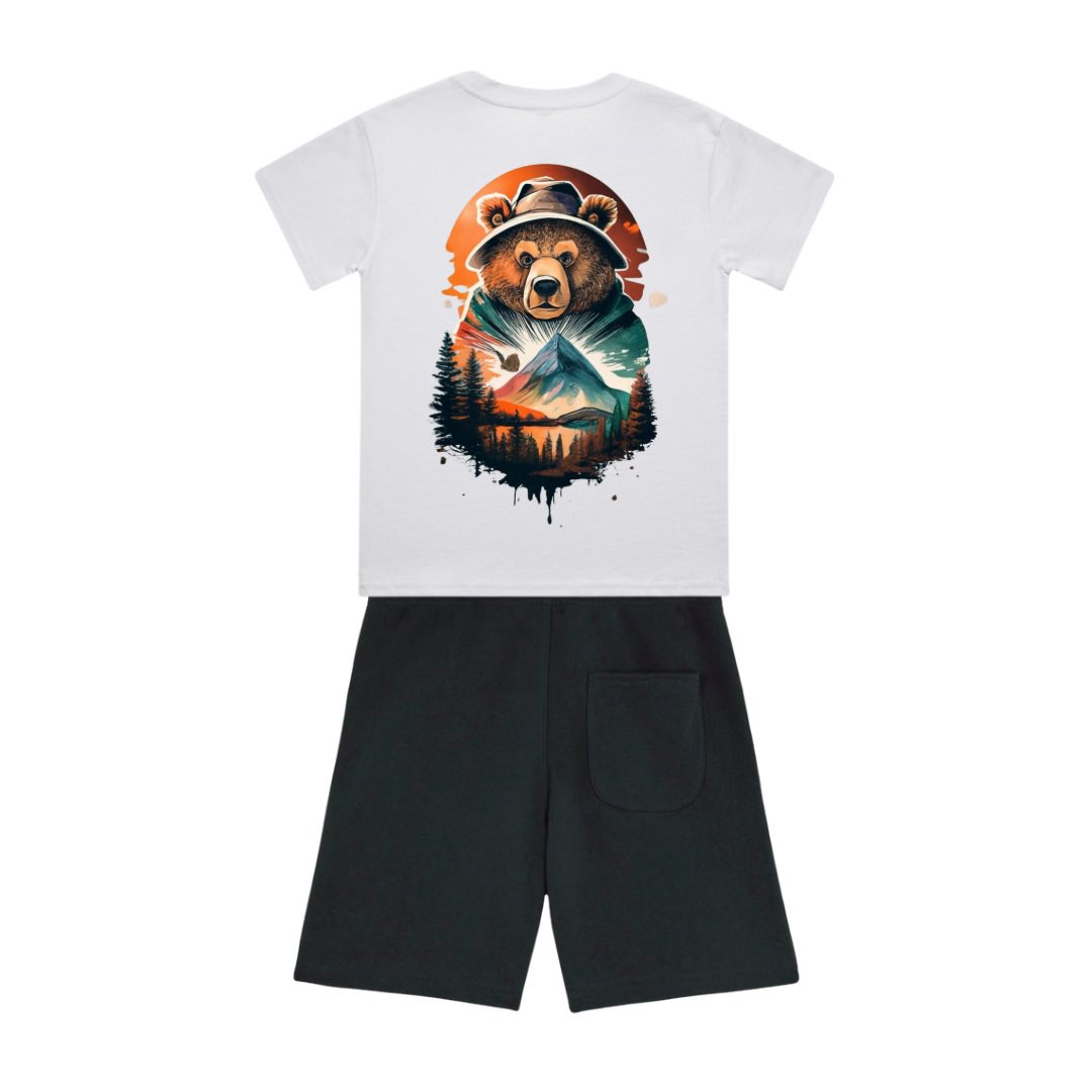 Kids Certified Bear Two Piece Set With Black Shorts